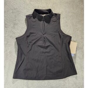 Avia Womens Black Quarter Zip Sleeveless Mock Neck Athletic Top Large 12-14 NWT